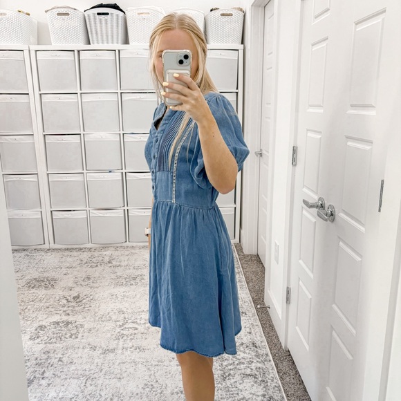 NEW THESHIRT Button Up Chambray Dress - Picture 3 of 9